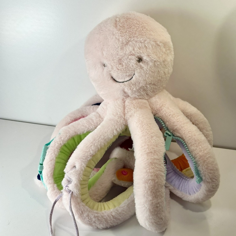 Mud Pie 17" Octopus Octivity Activity Pal Baby Learning Toy Plush Pink Fastners